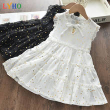 LYHO 2021 Summer Toddler Girl Lace Princess Dress V Neck Sleeveless Baby Cotton Clothes Ruffle Bow White Star Printing Outfits 2024 - buy cheap