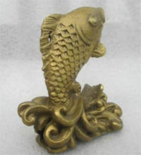 Copper Statue Exquisite Rare Collection Chinese Old Copper Carving Rich Auspicious Carp Fish Animal Statue 2024 - buy cheap