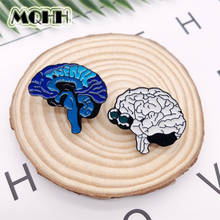 Fun Body Organ Blue White Brain Skeleton Enamel Brooch Custom Alloy Badge Jeans Clothes Bag Pin Accessories Gift For Friends 2024 - buy cheap