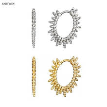 ANDYWEN 925 Sterling Silver 11.5mm Gold Hoops Piercing Huggies Earring 2020 Fashion Rock Punk Luxury Jewelry Spike Circle Loops 2024 - buy cheap