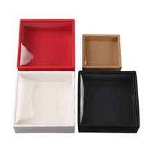 10pcs Black Kraft Large Gift Box Packaging White Craft Paper Box With PVC Lid Party Wedding Cardboard Box Carton Packing Box 2024 - buy cheap