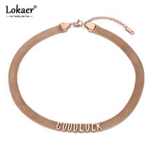 Lokaer Trendy Titanium Stainless Steel Good Luck Letter Choker Necklaces For Women Girls Rose Gold Chain Pendant Necklace N19187 2024 - buy cheap