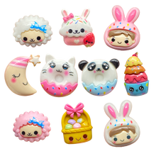 10 pçs bonito misturado mini animal dos desenhos animados plana volta resina cabochons scrapbooking diy jóias artesanato decoração acessórios g66 2024 - compre barato