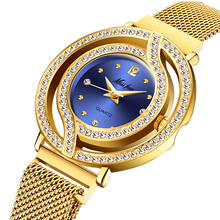 Missfox relógio de pulso magnético de ouro feminino, relógio de marca de luxo à prova d'água vazado azul e dourado para mulheres 2024 - compre barato
