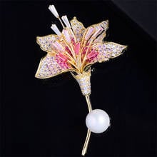 OKILY Red Yellow Gradual  Zircon Flower Brooches Female Accessories Wedding Gift Cardigan Coat Dress Corsage Pin for Women 2024 - buy cheap
