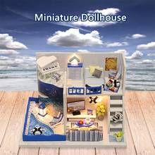 Muebles de casa de muñecas de estilo marino para niños, cubierta de polvo hecha a mano de madera 3D en miniatura, juguetes para niños, regalos de cumpleaños # g4 2024 - compra barato