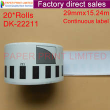 20 Rolls Brother Compatible DK-22211 Continuous DK-2211 White Film Label 29mm*30.48M Etiquette Adhesive Sticker 2024 - buy cheap