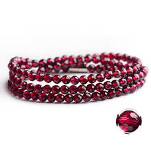 Pulseiras de pedra natural de granate vermelho vinho fino, pulseiras com contas de superfície de corte para mulheres, pulseira de beleza saúde, joia multicamadas 2024 - compre barato