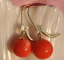 Free shipping   Attractive 10mm round pink coral dangle earring 2024 - buy cheap