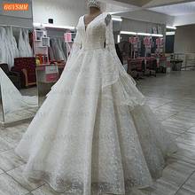 Vestido de novia de encaje de marfil árabe, fotos reales, manga larga, novia, hecho a medida, 2021 2024 - compra barato