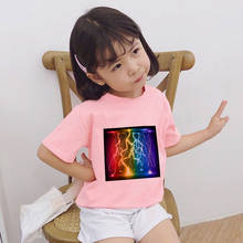 Camiseta infantil para meninos e meninas, camiseta casual de manga curta com estampa lightning 2024 - compre barato
