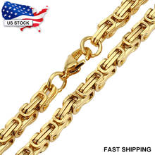 Davieslee 5mm Mens Necklace Byzantine Box Link Chain Stainless Steel Gold Tone Necklace for Men Jewelry Gifts 18-22 inch LKN106 2024 - buy cheap