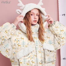 Artka casaco feminino inverno 2020 folgado, de pato branco, quente e grosso, casaco com capuz para o natal dk20005d 2024 - compre barato