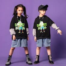 Детская одежда для хип-хопа, толстовка большого размера, Короткие джинсы, штаны для девочек, джазовая уличная одежда, танцевальный костюм 2024 - купить недорого