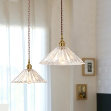 Lámpara colgante de cobre para el hogar, accesorios de iluminación de bola de cristal nórdico para comedor, sala de estar, Estilo Vintage 2024 - compra barato