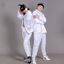 New Adults Hip Hop Dance Costumes Reflective White Street Dancing Clothes Women Men Stage Outfit Jazz Performance Wear DN5373 2024 - buy cheap