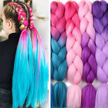 HUAYA 24 Inch Ombre Color Synthetic Braiding Hair Extension Wholesale Jumbo Braiding Hair Pink Purple Yellow Golden Colors 2024 - buy cheap