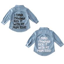 Детские рубашки для маленьких девочек, топы, одежда, джинсовые топы с длинными рукавами с буквенным принтом, рубашка, теплое пальто, рубашка, От 2 до 7 лет 2024 - купить недорого