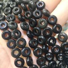 Natural Wheel Shape 5MM Big Hole Black Obsidian Loose Round Gem Stone Spacer Beads For Jewelry Making DIY Bracelet Earrings 10MM 2024 - buy cheap