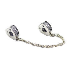 Miçangas de prata 925 originais, arcos de amor, corrente de segurança brilhante, para mulheres europeias, faça você mesmo, pulseiras, contas para fazer jóias 2024 - compre barato