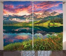 Paisagem cortinas de verão nascer do sol em vorderer gosausee lago na austrian alp montanhas sala estar quarto janela 2024 - compre barato