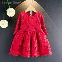 Humor Bear Kids Clothes Summer Autumn Girls Dresses Fashion Style Sleeves Lace Hollow Princess Girls Dresses 2024 - buy cheap