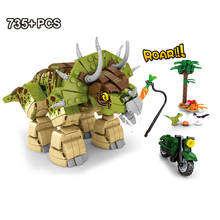 Triceratops brinquedo de blocos de construção, figuras de dinossauro jurássico com 735 peças, diy 2024 - compre barato