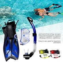 Large Frame Tempered Glass Snorkeling Face Gear Suit Adult Anti-fog Leak-proof Diving Goggles Full Dry Snorkel Flippers Set 2024 - buy cheap