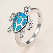 Роскошное мужское и женское кольцо с голубым опалом обручальное кольцо серебряного цвета тонкие обручальные кольца для женщин модное обручальное кольцо невесты морской черепахи 2024 - купить недорого