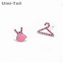 Uini-tail-pendientes de plata de ley 925 asimétricos, pendientes pequeños, micro-set, moda 2024 - compra barato