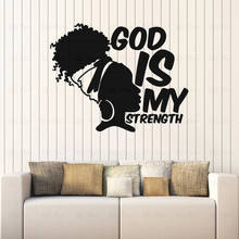 African Girl Wall Decal God Is My Strength Quotes Africa Woman Bedroom Living Room Home Decor Vinyl Window Stickers Mural 2024 - buy cheap