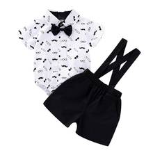 2020 Infant Baby Boys outfit Gentleman Beard Short Sleeve Romper+Shorts Suspenders Strap Set Outfits For Kids baby jumpsuit 2024 - buy cheap