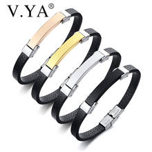 V.YA Fashion Simple Men Bracelet love Microfiber Leather Stainless Steel Bracelets Fashion Trendy Engrave Bangle 2024 - buy cheap