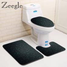 Zeegle 3 pçs tapete de banho conjunto casa pedestal tampa do tapete toalete poliéster anti deslizamento chuveiro tapete absorvente de água chão doormat 2024 - compre barato