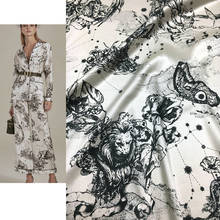 D Brand 2021 Spring and Summer New Constellation Bird Beast Ruyi Sketch Printing Stretch Silk Fabric 2024 - buy cheap
