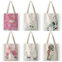 Bolsa de ombro estilo japonês escolar, bolsa de compras para estudantes, bolsas de mão femininas, estampa de rosto de gato fofo akb01060 2024 - compre barato