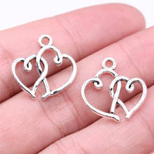 WYSIWYG 20pcs 19x19mm Antique Silver Color Antique Bronze Double Heart Pendant Small Heart Pendant Double Heart Pendant Charm 2024 - buy cheap
