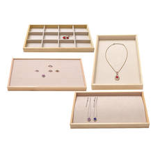 Natural Wood Necklace Bracelet Jewelry Organizer Box Beige Velvet Ring Earrings Watch Storage Case Glass Display Showcase Tray 2024 - buy cheap