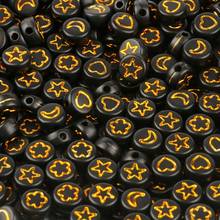 4*7mm Mix Black Gold Moon Star Flower Heart Acrylic Beads Round Flat Loose Spacer Beads For Jewelry Making Diy Bracelet Necklace 2024 - buy cheap
