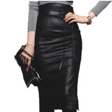 plus size 4XL!Autumn Office Lady Faux Leather Women Skirt 2022 Formal High Waist Midi Pencil Skirt Knee-Length Skirt 2024 - buy cheap