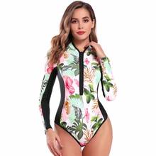 Traje de baño de una pieza para mujer, Bañador con estampado de hojas, conjunto de Bikini para surfear, ropa de playa, novedad 2024 - compra barato