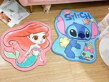 Disney-alfombra de princesa Stitch con figuras de sirena, producto de dibujos animados, accesorios de Cosplay, alfombras para el hogar, dormitorio, regalos 2024 - compra barato