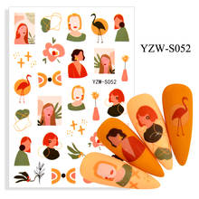 Self-adhesive 3D Stickers for Nails Comics Flamingo Flower Nail Art Decorations Autumn Fashion Sticker Women Girl Nail Foil 2024 - buy cheap