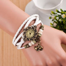 Relógio feminino pulseira de couro, relógio de pulso feminino pulseira de couro quartz trançado vintage casual w50 2024 - compre barato