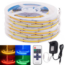 Tira COB LED luz regulable 12V 24V de alta densidad lineal iluminación de decoración 384LED RA 90 blanco Azul Rojo verde cinta luces 2024 - compra barato