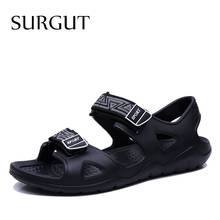 Sutinho sandália masculina casual, sandália de verão para praia, sapatos macios respiráveis com design de gancho e laço, sandália preta clássica para homens 2024 - compre barato