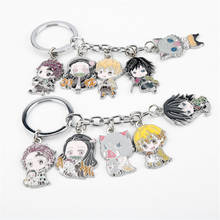 Demônio slayer kamado tanjirou q versão keychains caroon fogão porta tanjiro anime chaveiro jóias presente para amigos 2024 - compre barato