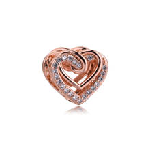 Charm de corazones entrelazados brillantes para mujer, joyería femenina, fabricación de pulseras, colgante 100%, cuentas de plata Real S925 para mujer 2024 - compra barato