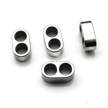 4pcs/lot Double Hole Stainless Steel Big Hole Spacer Beads for Jewelry Making Slider Charm Leather Bracelet DIY Jewelry Findings 2024 - buy cheap