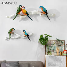 Estilo nórdico produtos de decoração de casa lindo adesivos de parede de papagaio três-dimensional, pássaro criativo pendurado em parede artesanato de resina 2024 - compre barato